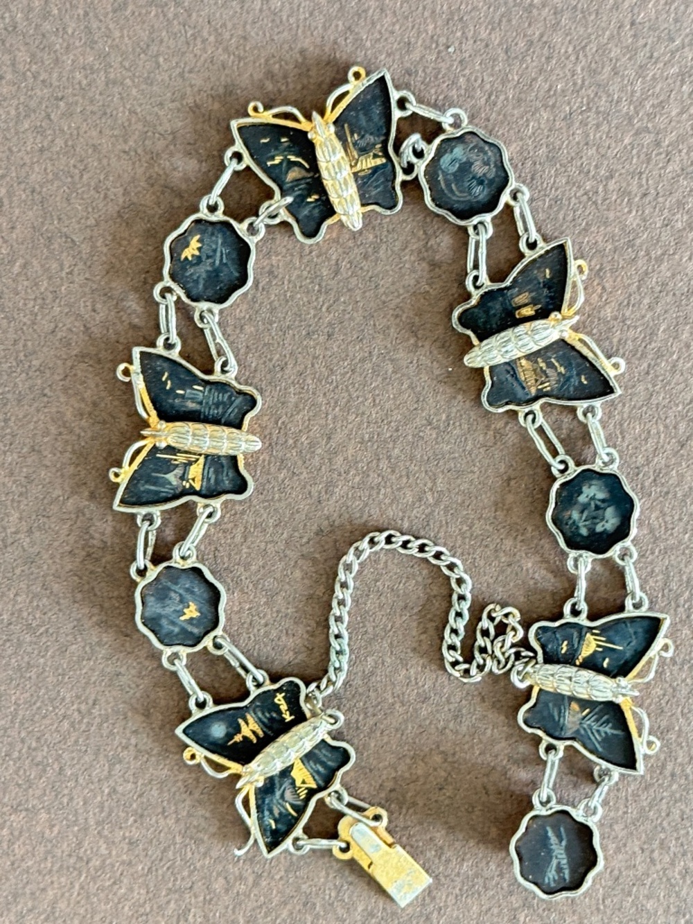 VINTAGE JAPANESE Damascene Panel Bracelet